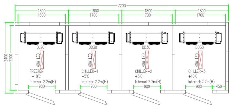 size of walk in chiller
