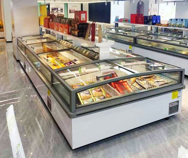 display island freezer, top glass freezer