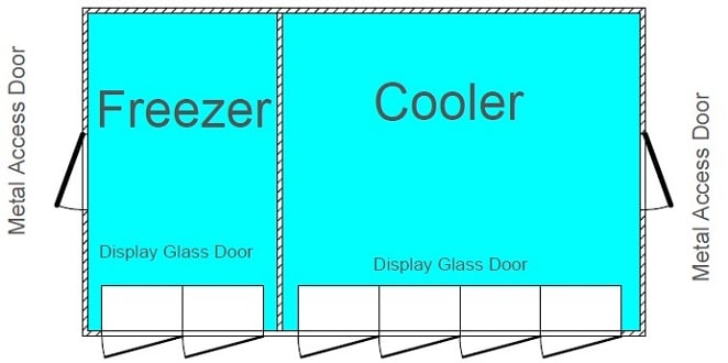 Combo walk in freezer & walk in cooler, walk in cold room for supermarkets, convenience stores, restaurants, hotel