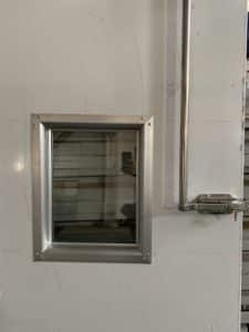 cold room door with heated viewing window