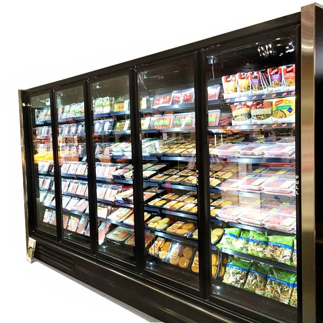 5 Glass Door Reach in Cooler Merchandiser Self Contained